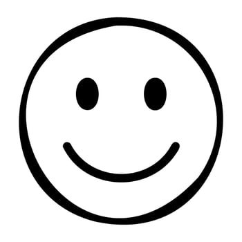 Smiley face icon with simple black and white design vector