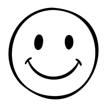 Black and white smiley face illustration with simple design vector