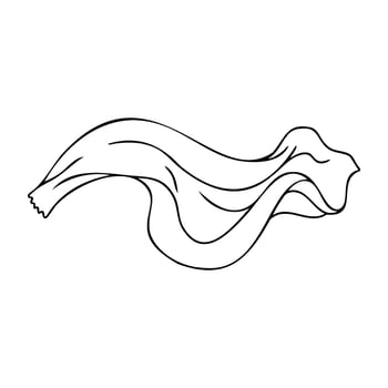 Flowing fabric outline art depicting graceful movement vector