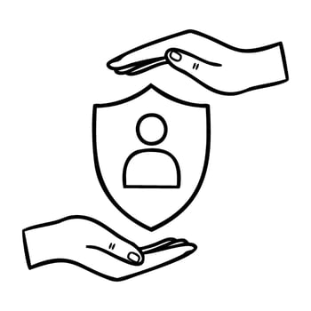 Protective hands shielding user icon vector