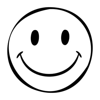 Simple black smile face emoticon with bold crescent eyes vector