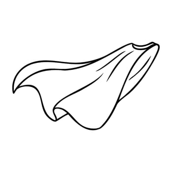 Flowing superhero cape illustration in simple line art design vector