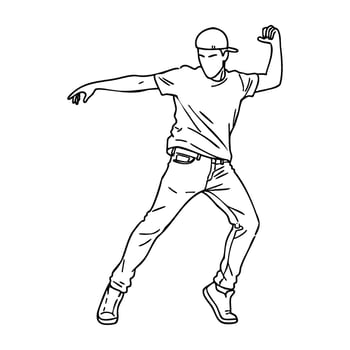 Young male dancing with cap in stylish urban outfit vector