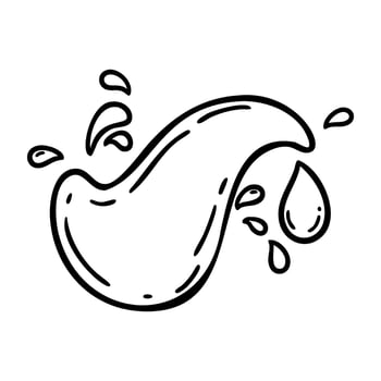 Abstract water splash icon with droplets in simple line art style vector
