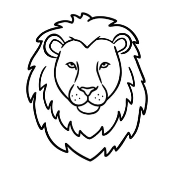 Bold lion headline illustration featuring majestic mane in line art style vector