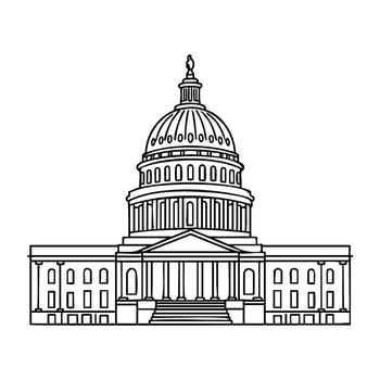 Illustration of the united states capitol building with dome and columns vector