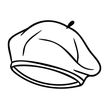 Sketch of a classic beret hat with feather detail vector