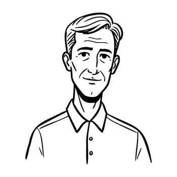 Illustration of caucasian mature male with short hair and buttoned shirt vector