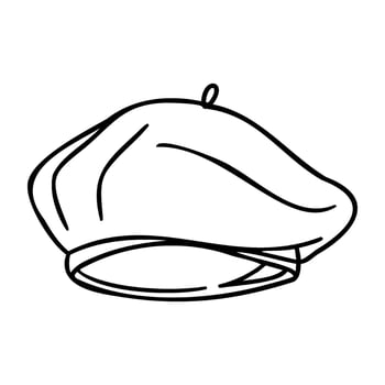 Classic french beret sketch line art vector