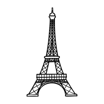Hand drawnoutline of the eiffel tower on a white background. Hand drawndoodle illustration vector