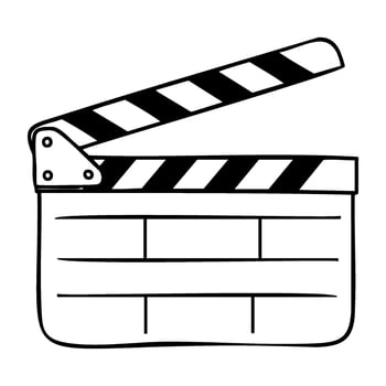 Iconic movie clapperboard outline illustration for film projects vector