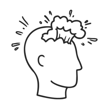 Head explosion concept creative mind with bursting ideas and innovation vector