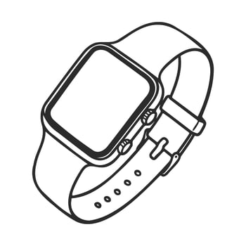 Modern smartwatch outline with adjustable band vector