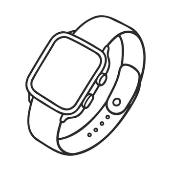 Minimalist smartwatch line art with strap and buttons vector