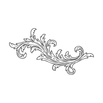 Elegant black flourish design with ornate curved leaves on white background vector