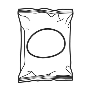 Empty snack packaging design with minimalist line art vector