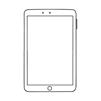 Simple tablet drawing with blank screen and minimalist outline design vector