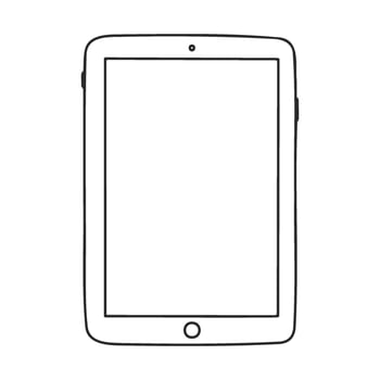 Minimalist black and white tablet illustration design vector