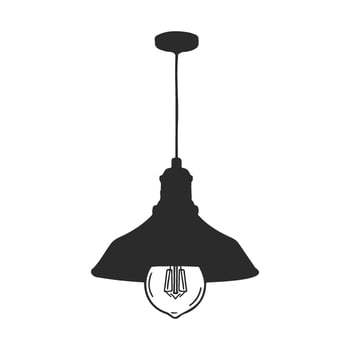 Black and white hanging industrial pendant light fixture vector
