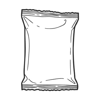 Blank snack packaging outline sketch on white background vector