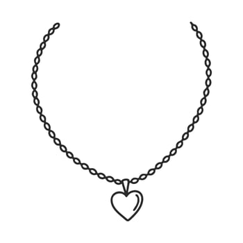 Heart pendant necklace on twisted rope chain vector