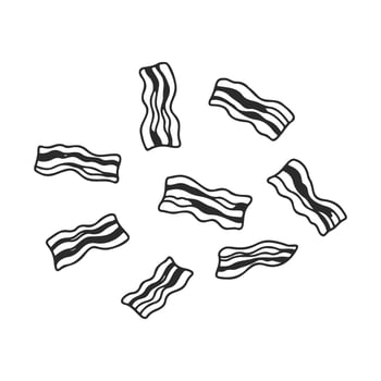 Black and white bacon strips pattern - stylized food design illustration vector