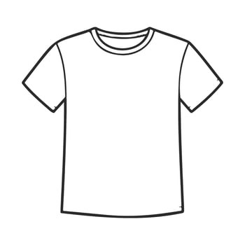 Simple black outline of a blank t-shirt on white background vector