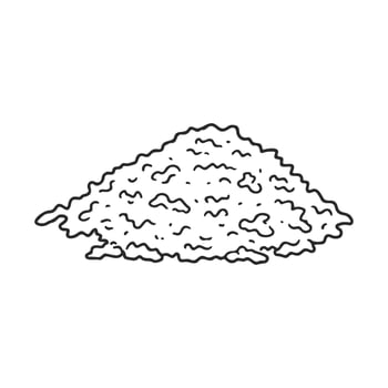Hand drawnpile of crumbled powder on white background vector