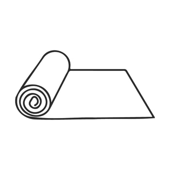 Minimalist black and white yoga mat icon design in roll shape vector