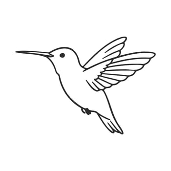 Outline of a hummingbird in flight simple black and white design vector