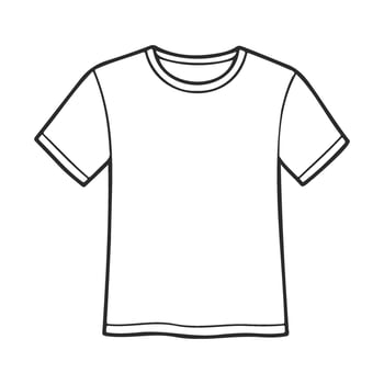 Simple white t-shirt design with short sleeves outline vector
