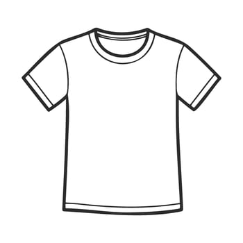 Simple white t-shirt outline with black detailing vector