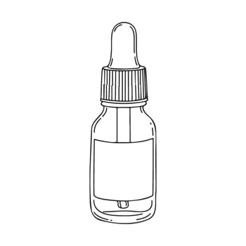 Hand drawndropper bottle with blank label in minimalist style vector