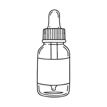Black and white illustration of a dropper bottle with plain label vector