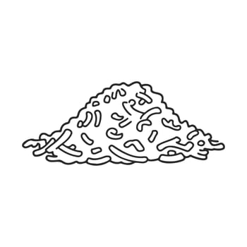 Black and white cheese illustration with shredded texture vector