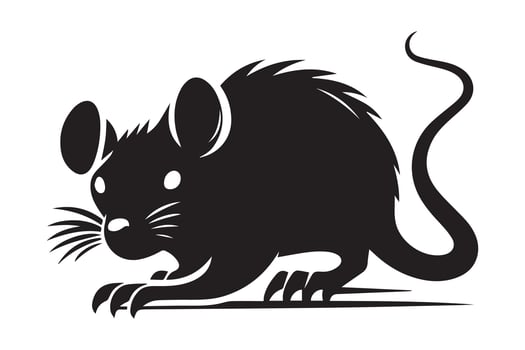 Black rat silhouette on white background vector