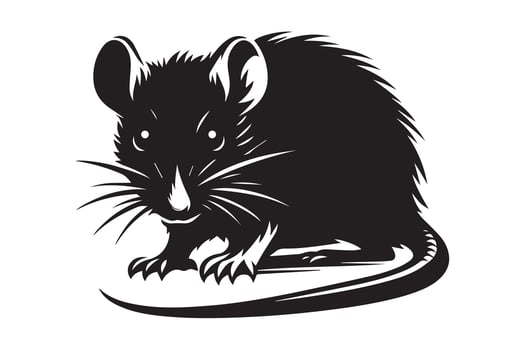 A black and white rat on a white background vector