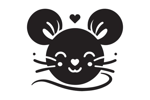 A black and white mouse with a heart on its head vector