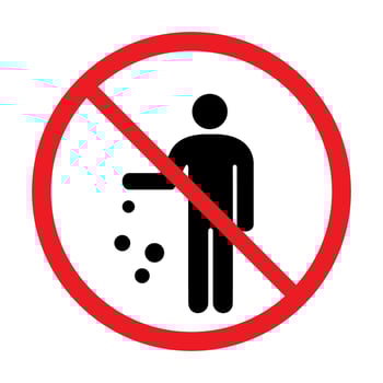 Do not litter, keep it clean, prohibition sign icon for graphic design, logo, web site, social media, mobile app, ui illustration vector