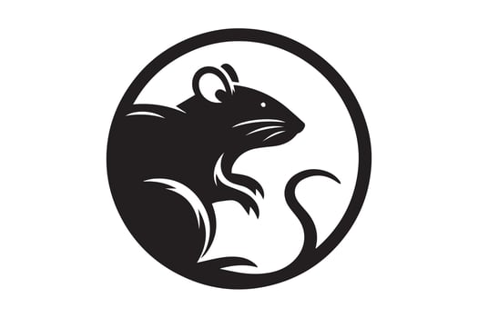 Rat Silhouette logo. Black and White. vector