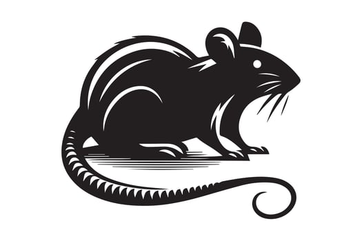 Black and white rat silhouette on white background vector
