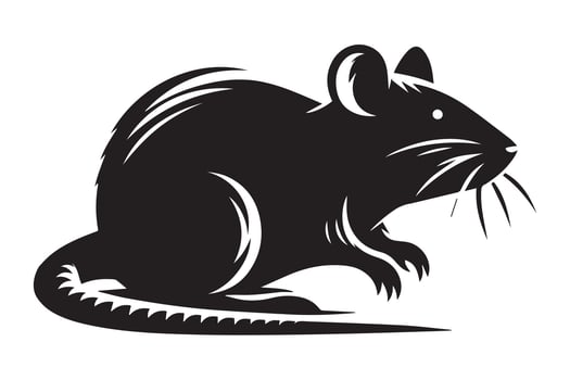 Rat Silhouette logo. Black and White Mouse vector