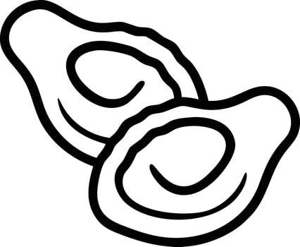 Two raw oysters monochrome seafood line art illustration delicacy vector
