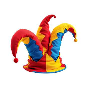 Colorful jester hat, fool's cap, carnival costume. png