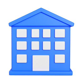 Simple blue building icon with multiple windows isolated on transparent background png
