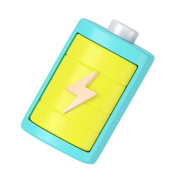 Stylized 3D battery icon, bright colors on transparent background png