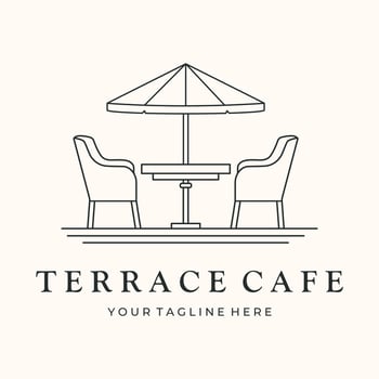resto cafeteria line art logo minimalist illustration design, cafe service logo design vector
