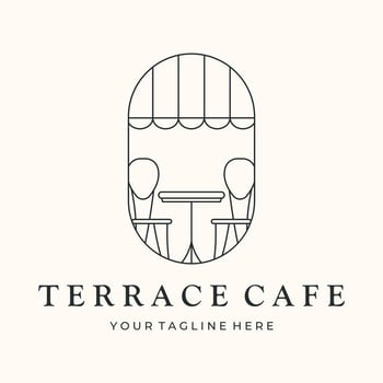 photography cafe line art logo minimalist illustration design, restaurant and coffee shop symbol design vector