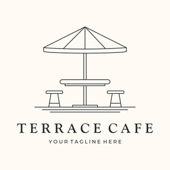 cafe shop line art logo minimalist illustration design, cafeteria business logo design vector