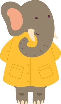 Elephant Wearing Raincoat vector